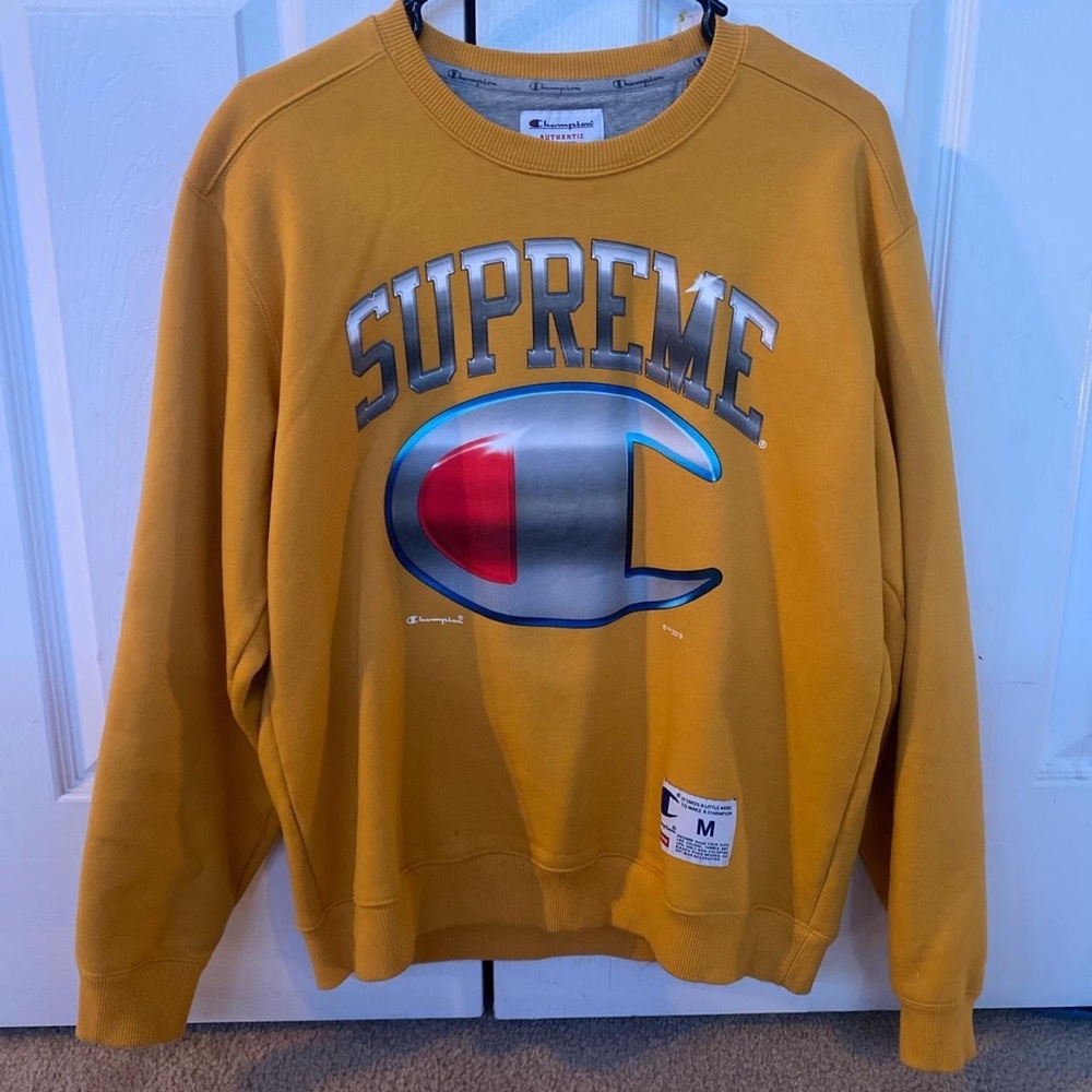 Mens M Supreme x Champion Crewneck!